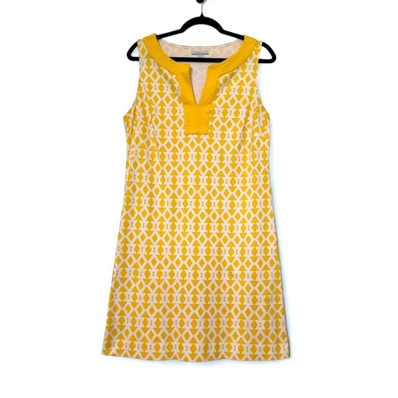 New York & Company Dresses & Skirts - 2/$30 New York & Company Cotton Sheath Dress.  Yellow geometric design.  SZ L